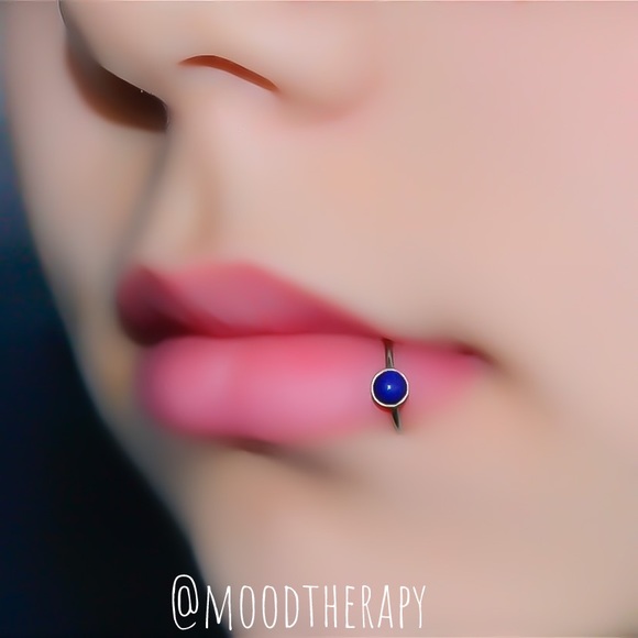 Moodtherapy Jewelry - lapis lazuli lip ring hoop 20g 18g 16g 14g